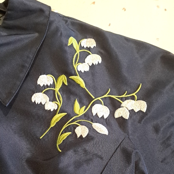 NWT Teri Jon Navy Embroidered Dress - Picture 4 of 16